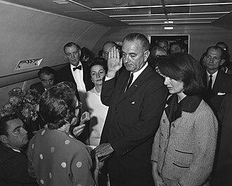 Johnson being sworn in on Air Force One
