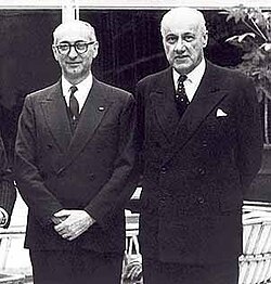 Arturo Frondizi during a visit to Chile in 1961 is received by President Jorge Alessandri.