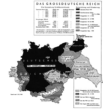 Territorial expansion of German Reich from 1933 to 1941 as explained to Wehrmacht soldiers, a Nazi era map in German