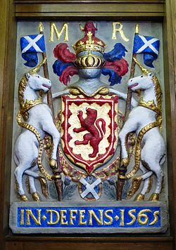 Mary's royal arms from the Tolbooth in Leith (1565), now in South Leith Parish Church