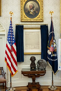 In March 2025, President Donald Trump requested that a copy of the Declaration of Independence be hung in the Oval Office.