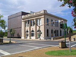 An historic former Rapides Bank and Trust Company building houses part of the Alexandria Museum of Art to the left in photo.