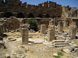 The probable remains of a medieval mosque in front of some of the Mamluk fortifications