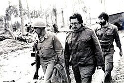 Iranian president Abulhassan Banisadr during a visit to the frontlines