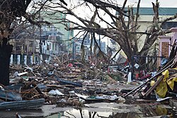 Debris littering the streets of Tacloban on November 14, nearly a week after the storm struck