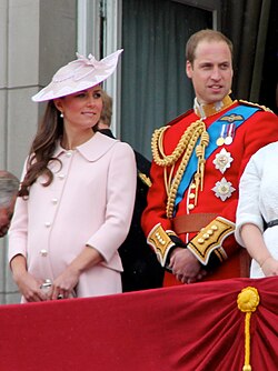 Prince William in the gold cord (aiguillette) of the queen's personal aide-de-camp, 2013[1]
