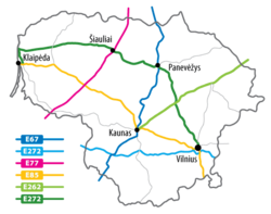Major highways in Lithuania