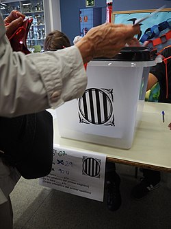 A person voting in Guinardó, Barcelona