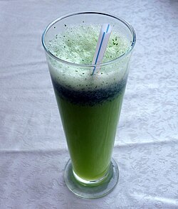 Limonana (mint lemonade) served in Damascus, Syria