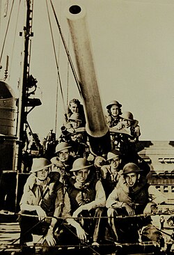 The gun crew of the Ward's number three, 4-inch gun fired the first shots of the Pacific War, sinking a Japanese midget submarine attempting to enter Pearl Harbor