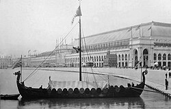 A replica of the Gokstad ship, named Viking, sailed across the Atlantic to the World's Columbian Exposition in 1893.