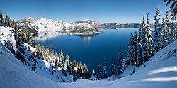 Crater Lake, a volcanic lake in Oregon