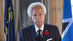 Saint Lucian Governor General Neville Cenac during his Remembrance Day address, 2018