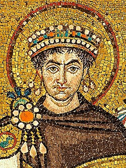 Sixth century mosaic depicting Emperor Justinian
