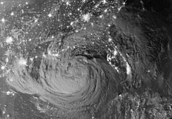 Visible satellite image during early morning August 29 of Isaac as it slowly moves over the northern Gulf of Mexico.