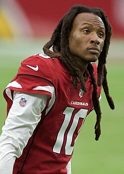 DeAndre Hopkins, pictured in September 2020, caught a touchdown and a two-point conversion pass for the Chiefs in the fourth quarter.