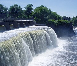 The Rideau Falls in Ottawa, where the Rideau River tumbles into Ottawa River at its mouth