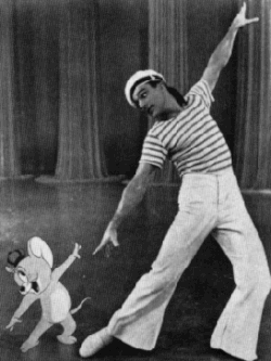 Gene Kelly dances with Jerry of Tom and Jerry in Anchors Aweigh (1945)