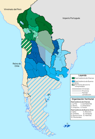 Viceroyalty of the Río de La Plata administrative divisions