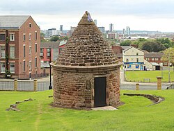The Everton Lock-Up has featured on Everton's crest since 1938.