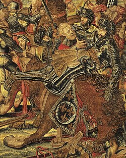 The capture of Francis I during the battle of Pavia, detail, one of a tapestry suite woven at Brussels c 1528–31 after cartoons by Bernard van Orley