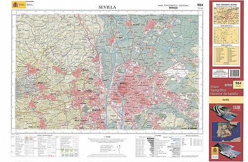Seville sheet of MTN50 (Spain's National Topographic Map at 1:50,000 scale), at its first digital edition (year 2006)