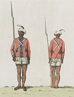 1773 illustration of the 3rd Battalion of Bombay Sepoys