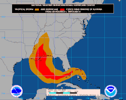 Strength of Katrina's winds. (NOAA)