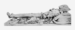 The mummy of Amenhotep III during unwrapping