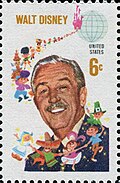 Walt Disney on a 1968 stamp