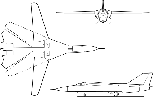 An orthographically projected diagram of the F-111