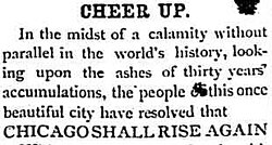 The lead editorial in the Chicago Tribune following the Great Chicago Fire