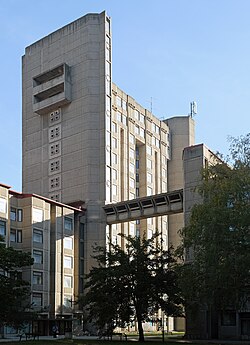 Student dormitory (1971) by Georgi Konstantinovski in Skopje, North Macedonia