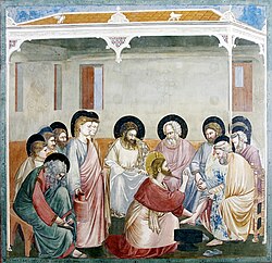 Christ washing the feet of the Apostles, by Giotto di Bondone (Cappella Scrovegni a Padova).