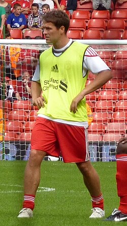 Owen warming up for Liverpool at Anfield before Jamie Carragher's Testimonial Match in 2010