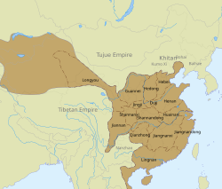 Map of Tang Empire in 742, showing the major provinces of the empire