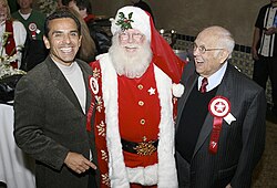 Los Angeles Mayor Anthony Villaraigosa, National Santa and Honorary Hollywood Mayor Johnny Grant at Hollywood Christmas Parade.