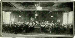 The BBC's radio studio in Birmingham, from the BBC Hand Book 1928, which described it as "Europe's largest studio"