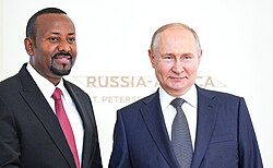 PM Abiy Ahmed with Russian President Vladimir Putin in 2023