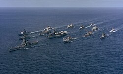 USN carrier group led by USS Iowa in 1987