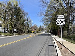 US 206 northbound past CR 546 in Lawrence Township