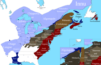 French and British positions at the start of the War British North America ■ New France and Allies This Map also shows both the Haudenosaunee (Iroquois) and Wabanaki Confederacies, who were both influential in the war on the British and French sides respectively.