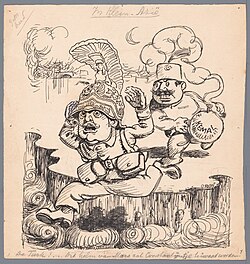 A political cartoon: Greek king Constantine runs away from the bomb which reads "KEMAL"