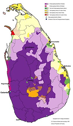 Distribution of languages and religious groups of Sri Lanka on D.S. division and sector level according to the 1981 Census of Population and Housing