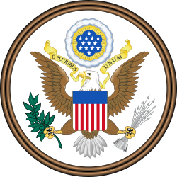 The Great Seal of the United States, which displays as its central design the heraldic device of the nation.