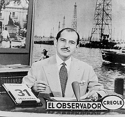El Observador Crole's first broadcast on November 16, 1953 with anchor Francisco Amado Pernía.