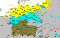 Map of German dialects in Central Europe before 1938