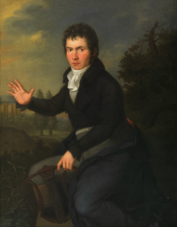 Portrait of Beethoven (age 33) with a lyre-guitar by Joseph Willibrord Mähler (c. 1804)