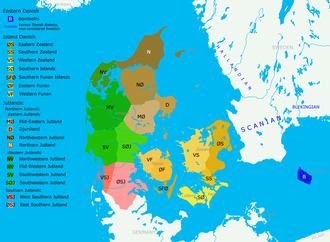Map of Danish dialects
