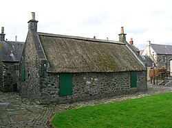 An 18th-century heckling shop once used to prepare flax fibers. North Ayrshire, Scotland.